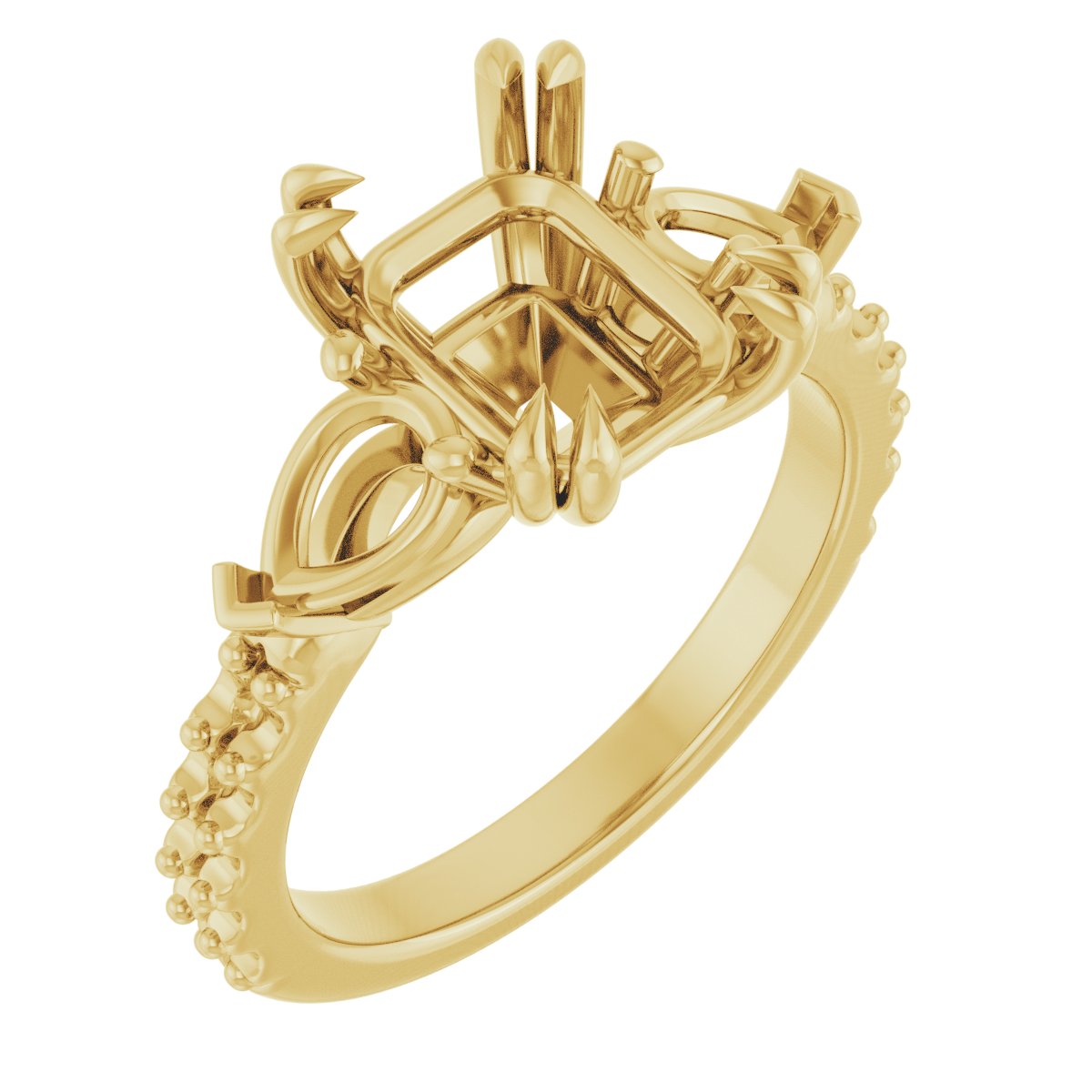 Double Claw-Prong Three-Stone Engagement Ring