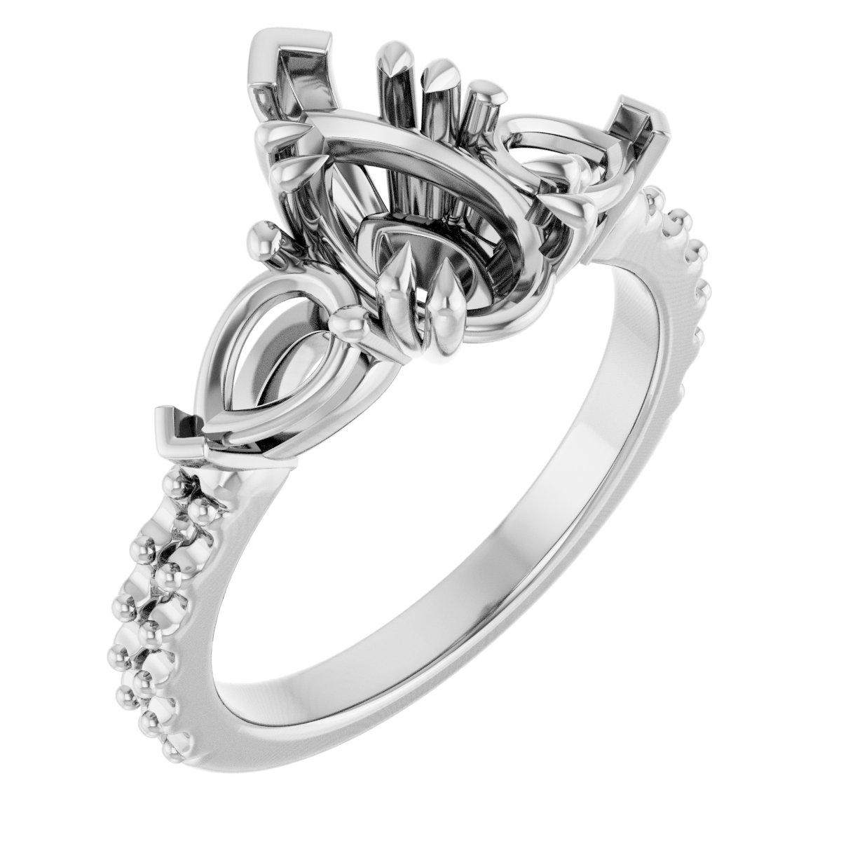 Double Claw-Prong Three-Stone Engagement Ring