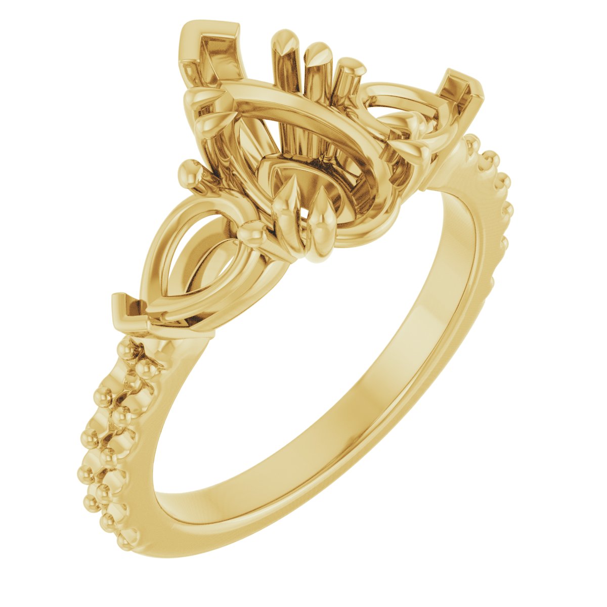 Double Claw-Prong Three-Stone Engagement Ring