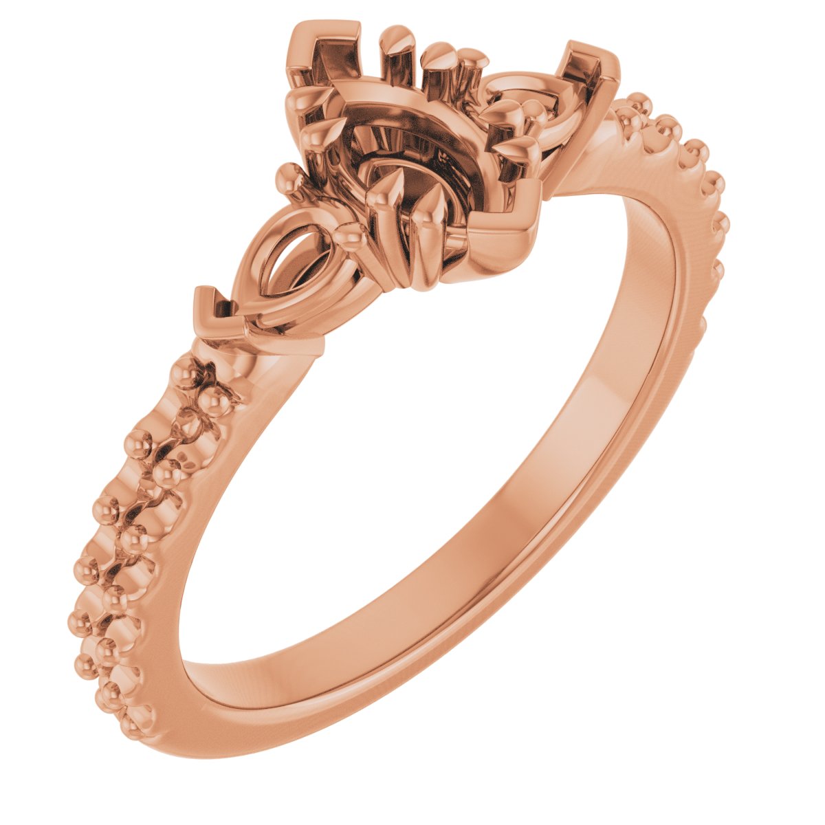 Double Claw-Prong Three-Stone Engagement Ring