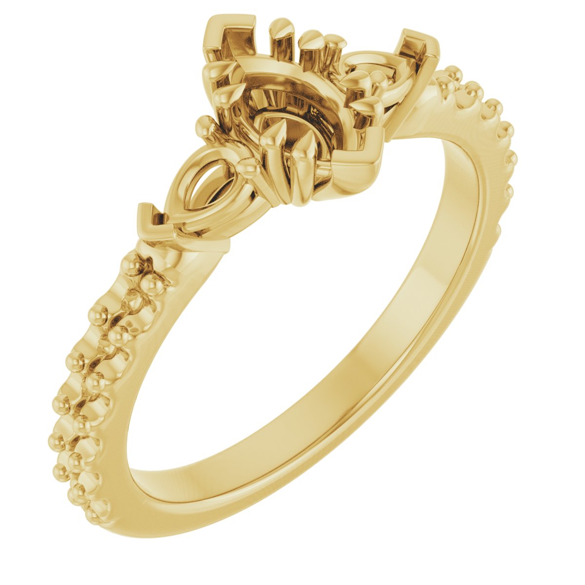 Double Claw-Prong Three-Stone Engagement Ring