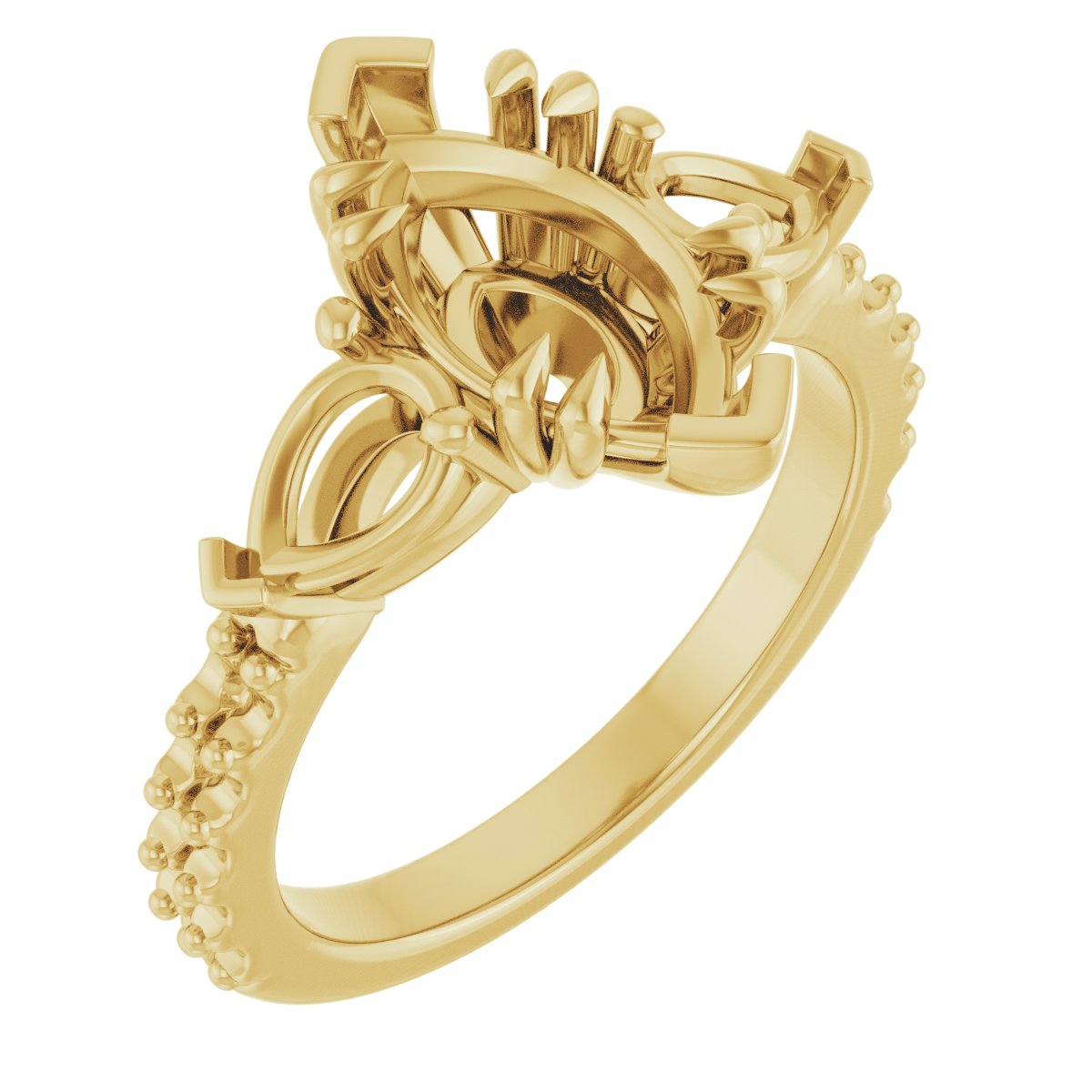 Double Claw-Prong Three-Stone Engagement Ring