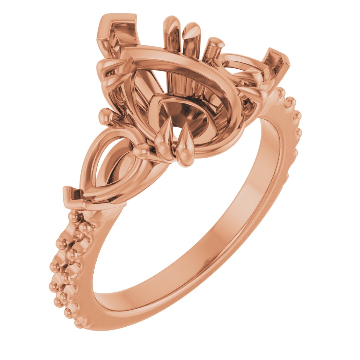 Double Claw-Prong Three-Stone Engagement Ring
