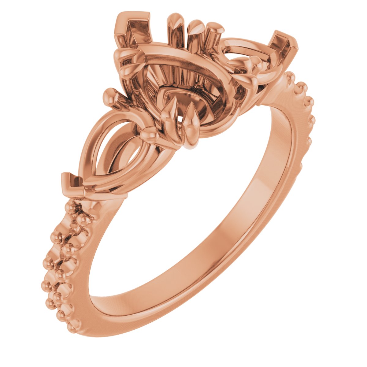 Double Claw-Prong Three-Stone Engagement Ring