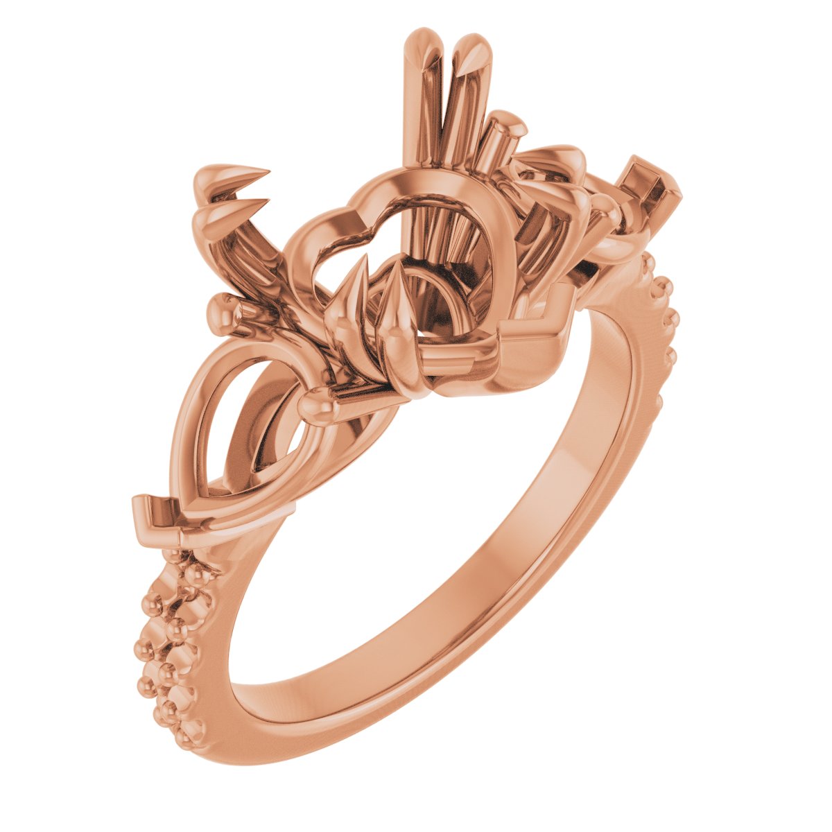 Double Claw-Prong Three-Stone Engagement Ring