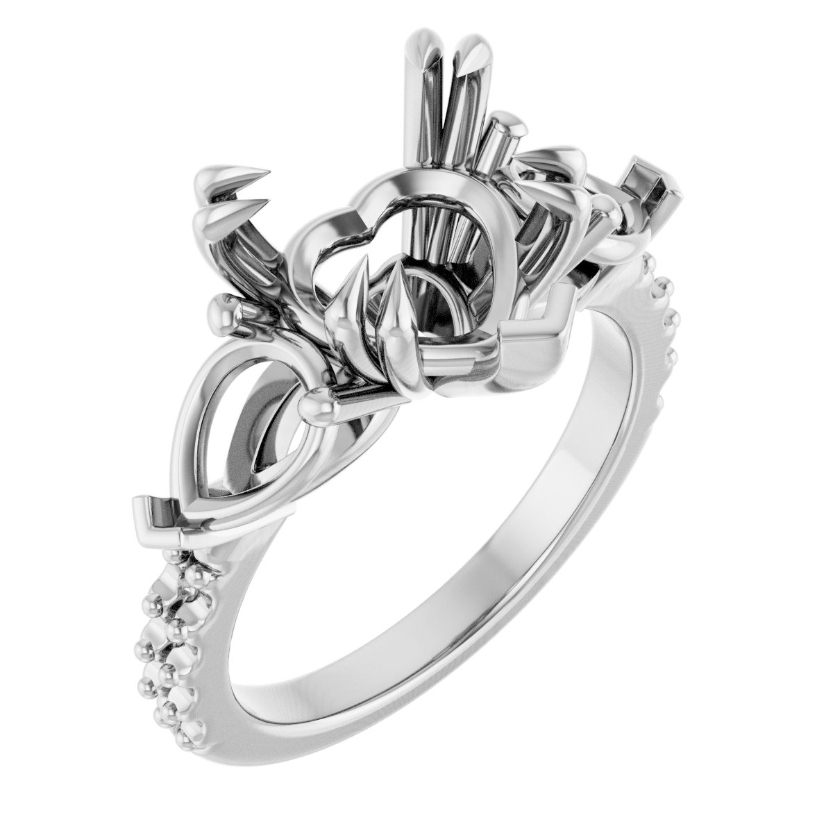Double Claw-Prong Three-Stone Engagement Ring