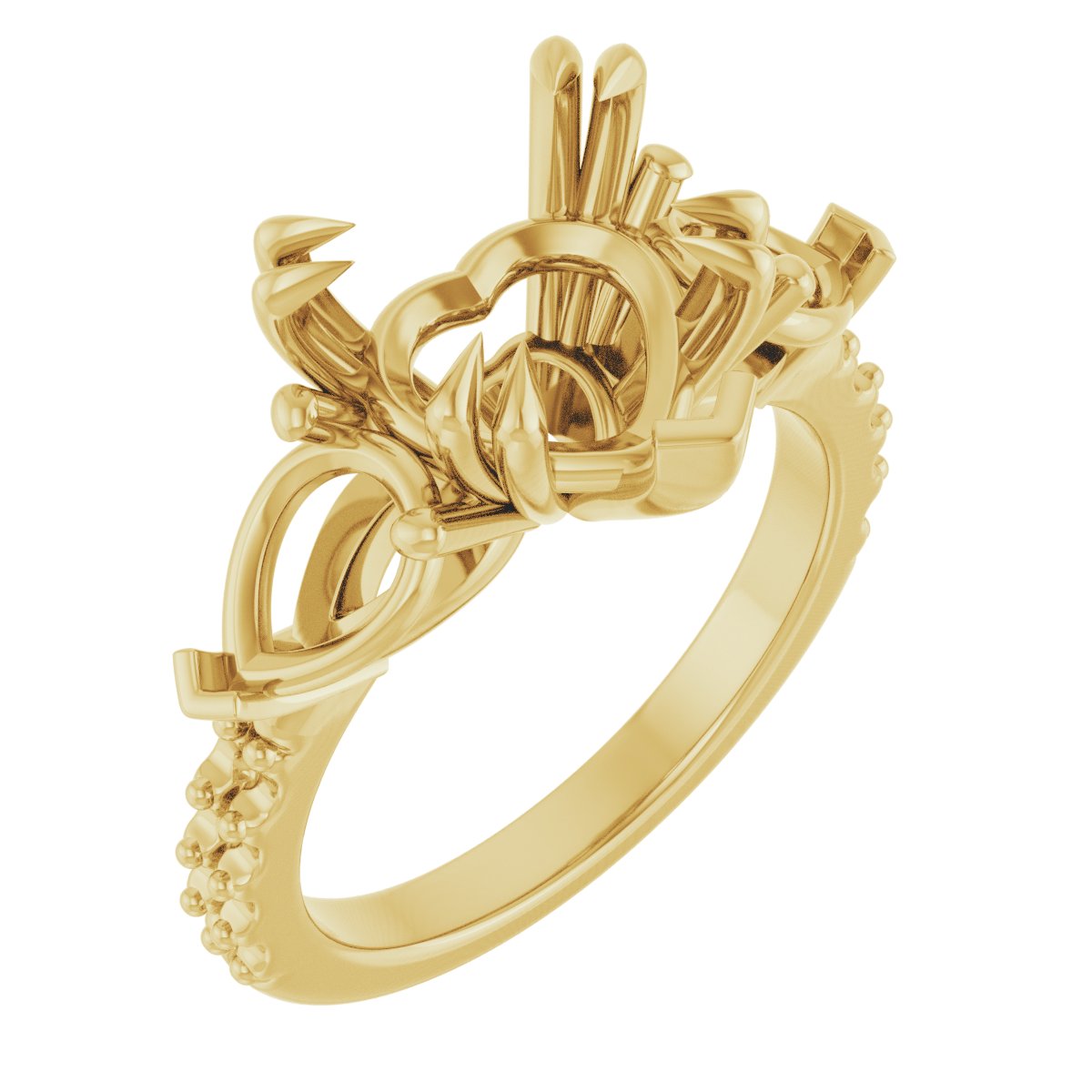 Double Claw-Prong Three-Stone Engagement Ring