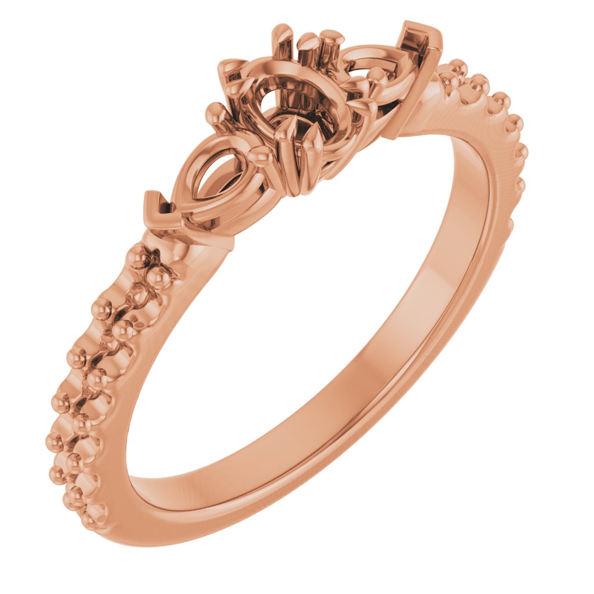 Double Claw-Prong Three-Stone Engagement Ring
