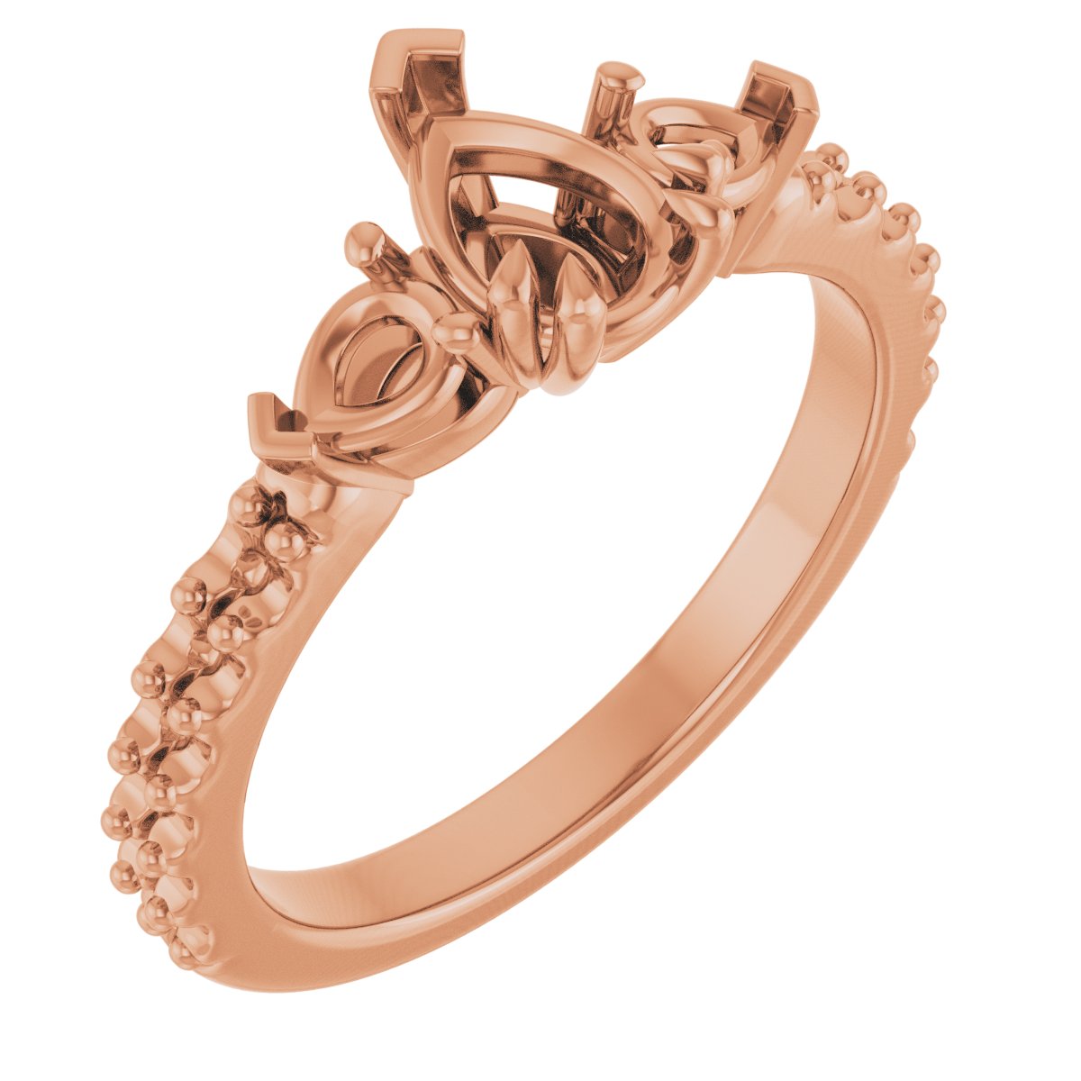 Double Claw-Prong Three-Stone Engagement Ring