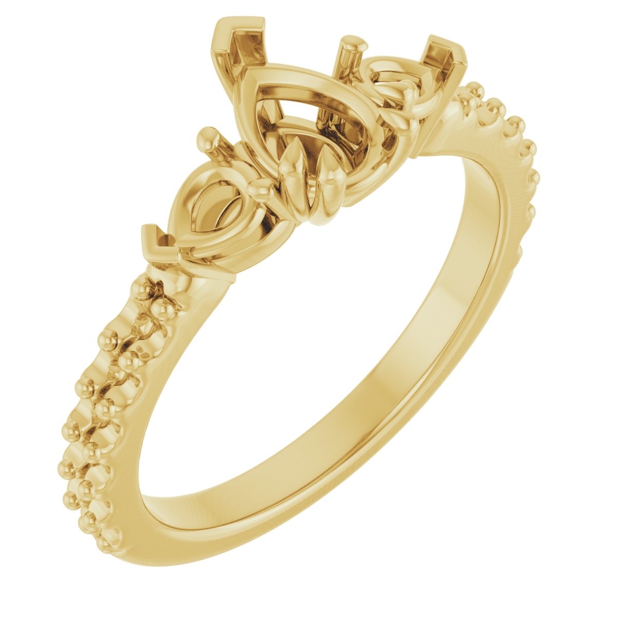 Double Claw-Prong Three-Stone Engagement Ring