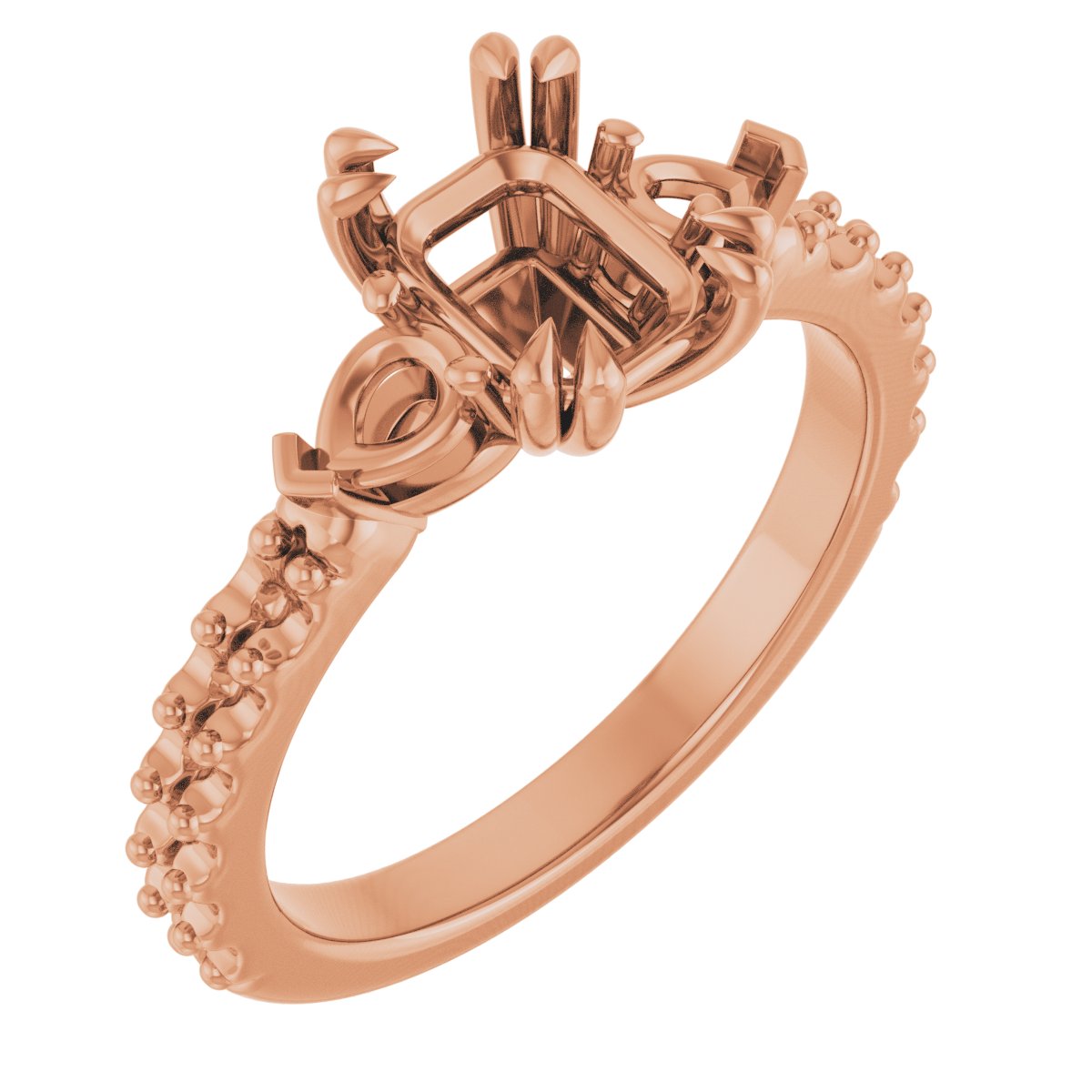 Double Claw-Prong Three-Stone Engagement Ring