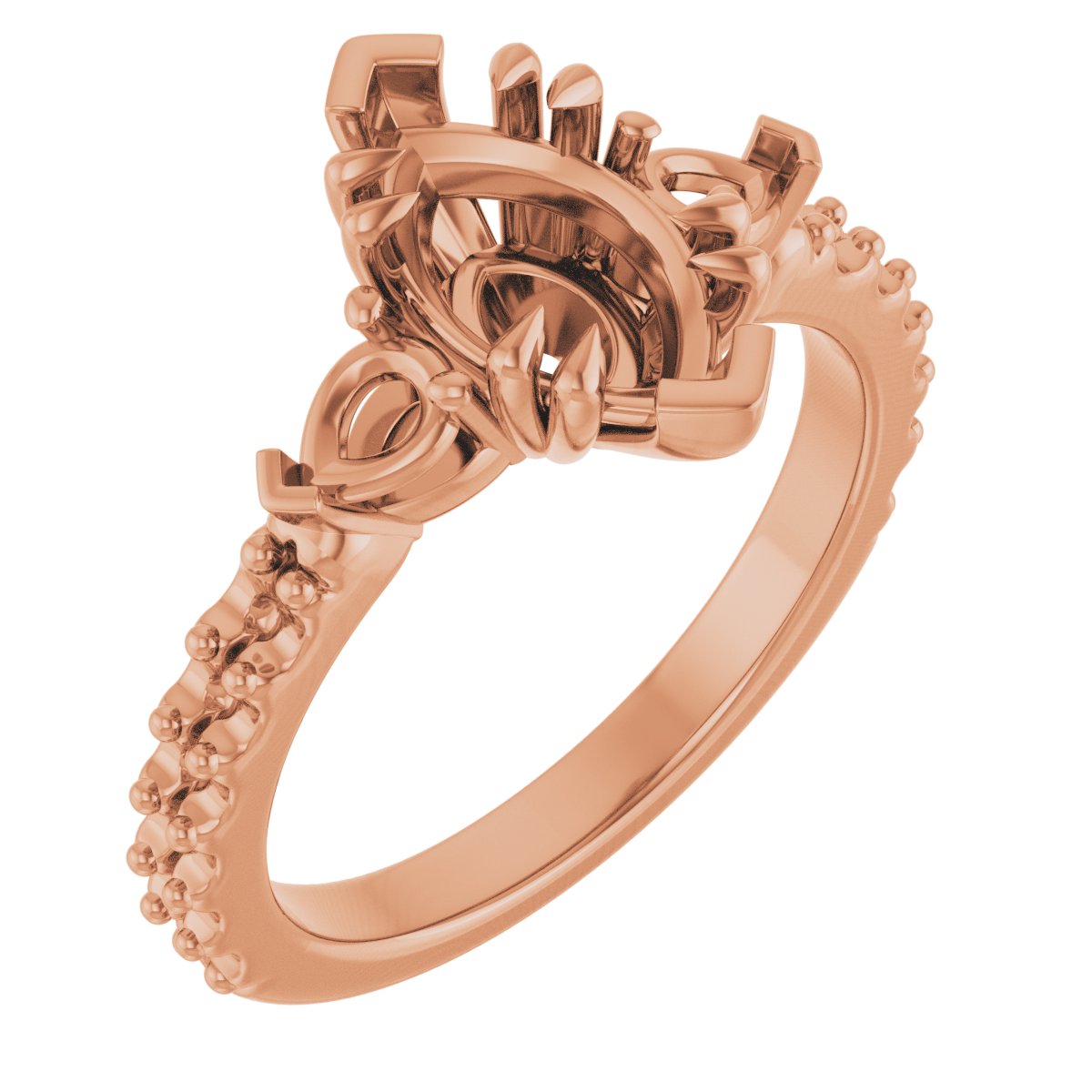 Double Claw-Prong Three-Stone Engagement Ring