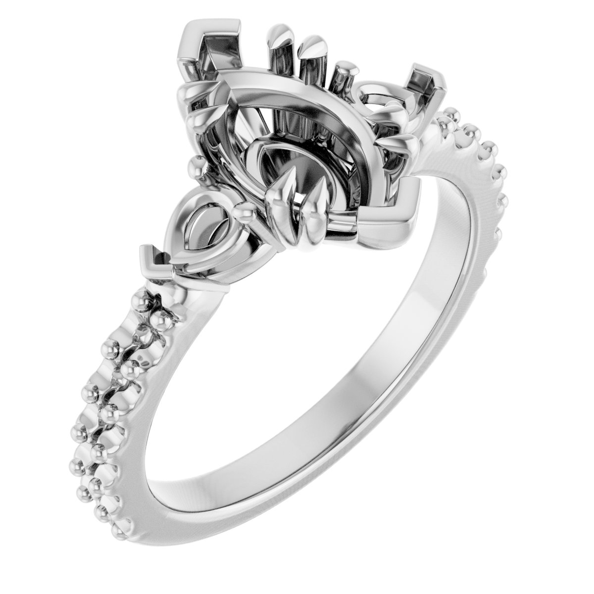 Double Claw-Prong Three-Stone Engagement Ring