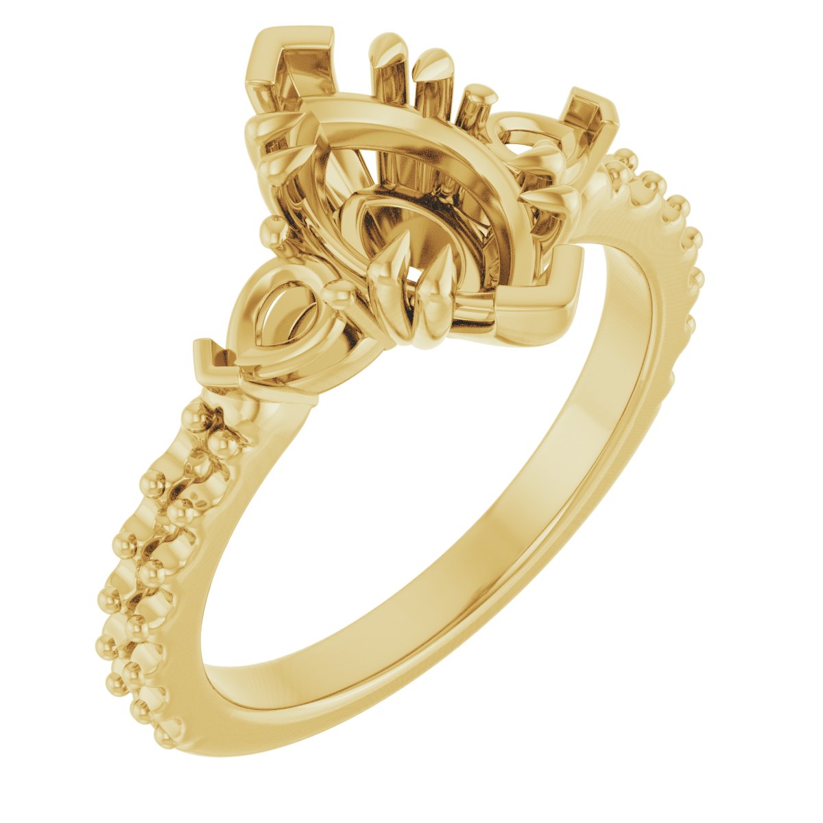 Double Claw-Prong Three-Stone Engagement Ring