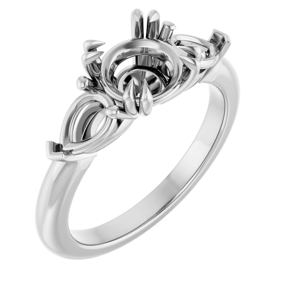 Double Claw-Prong Three-Stone Engagement Ring