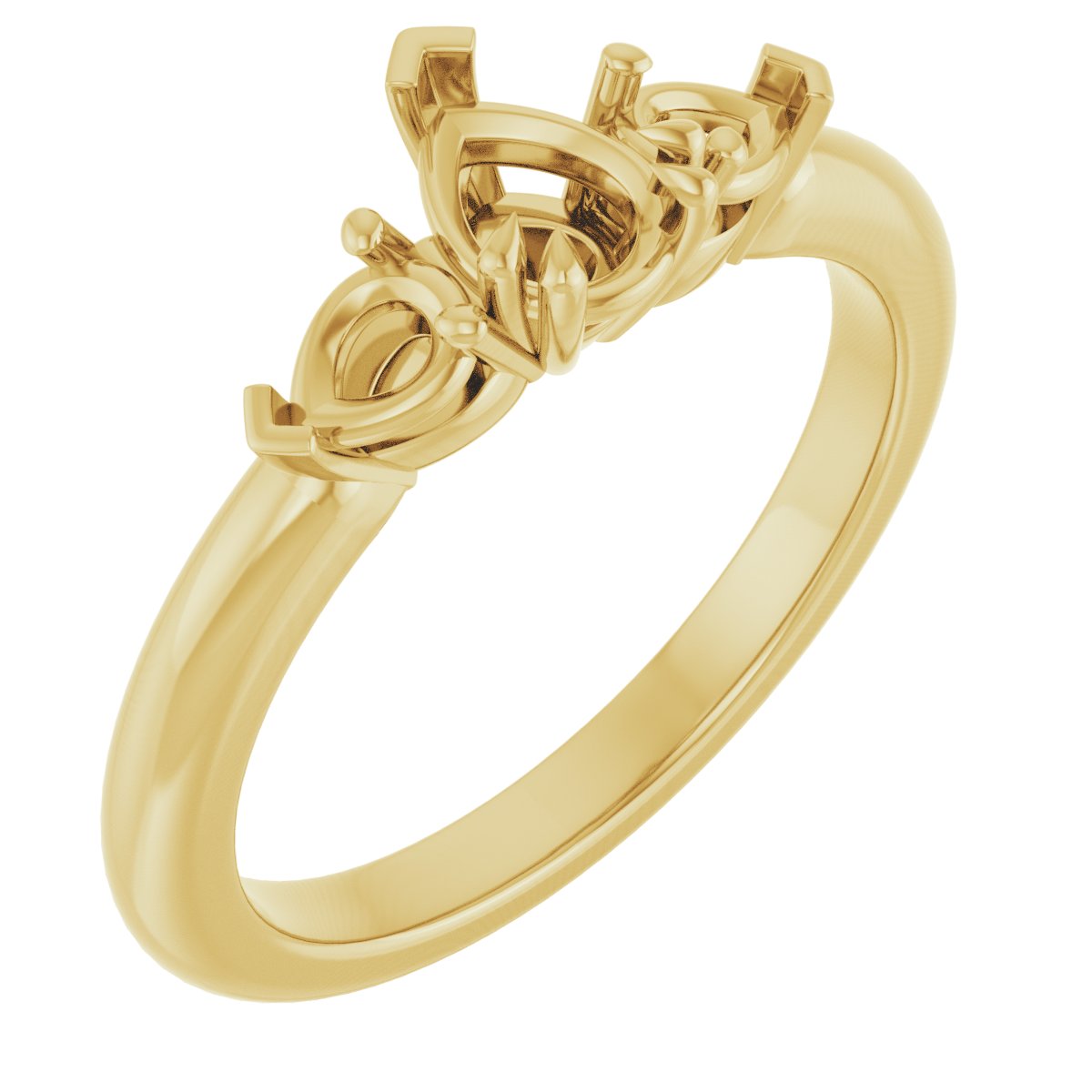 Double Claw-Prong Three-Stone Engagement Ring