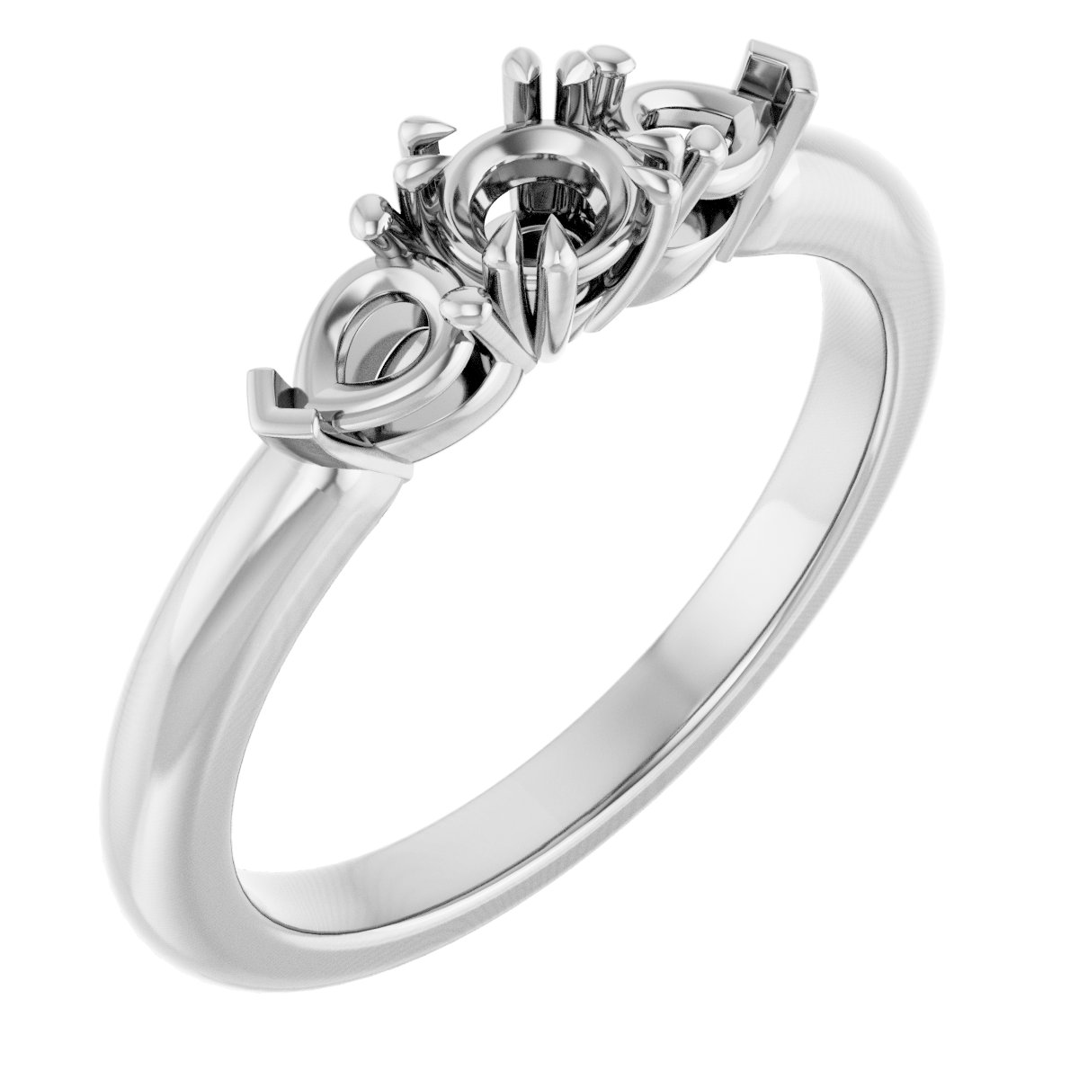 Double Claw-Prong Three-Stone Engagement Ring