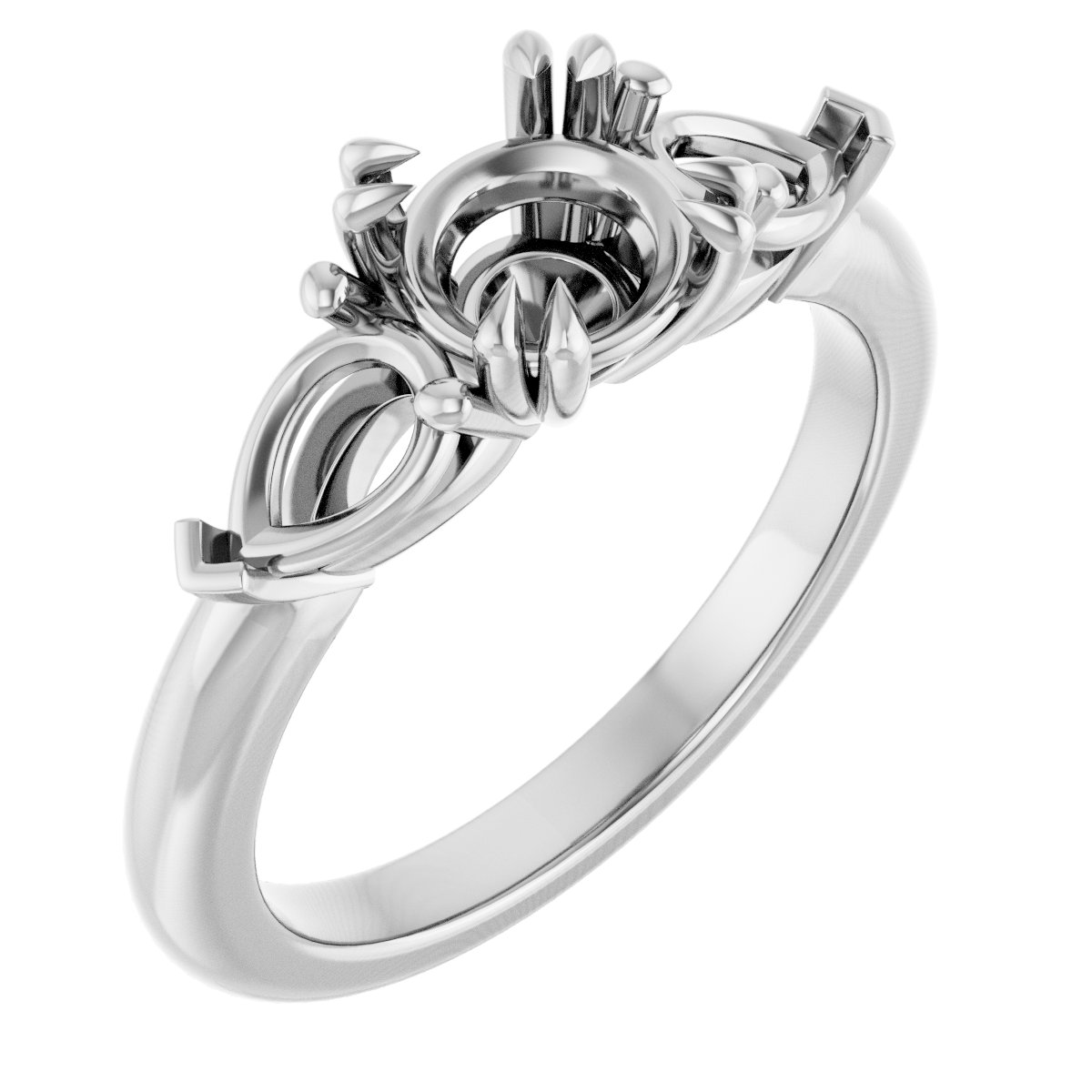 Double Claw-Prong Three-Stone Engagement Ring