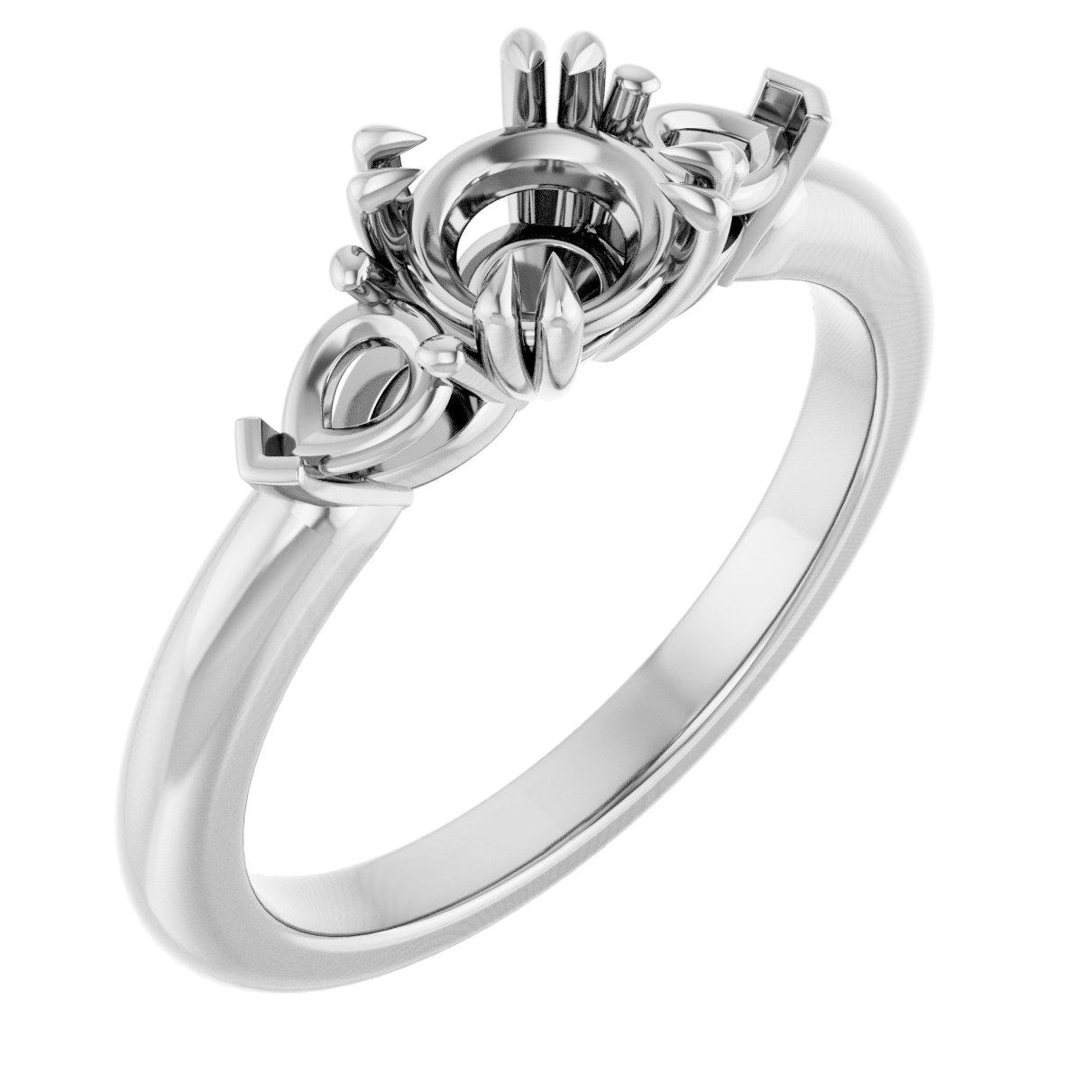 Double Claw-Prong Three-Stone Engagement Ring