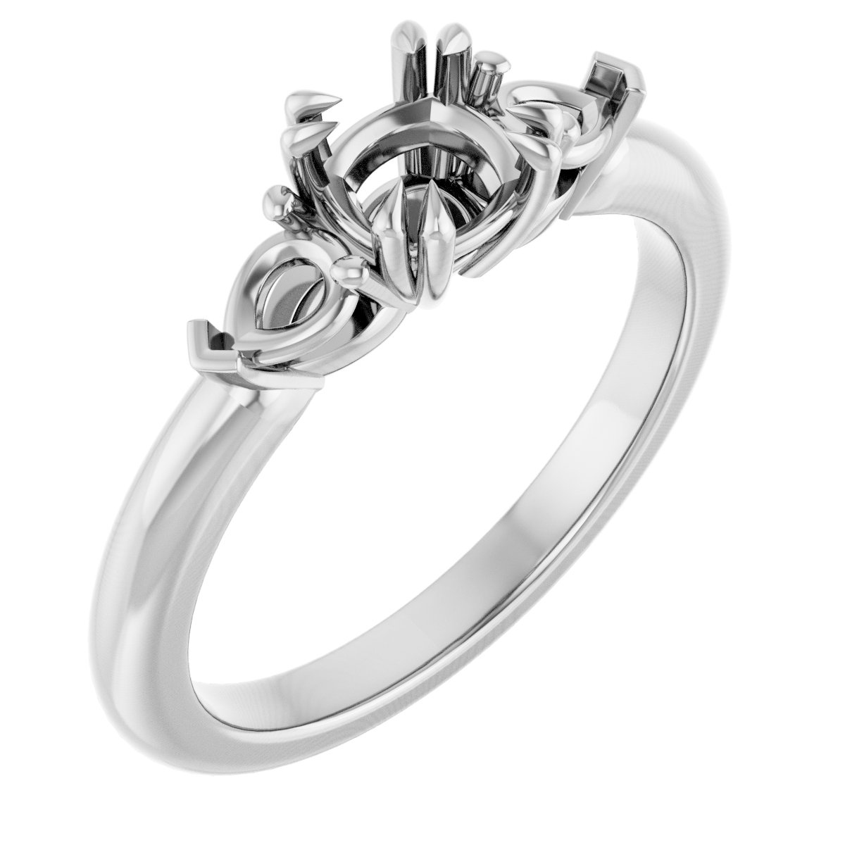 Double Claw-Prong Three-Stone Engagement Ring