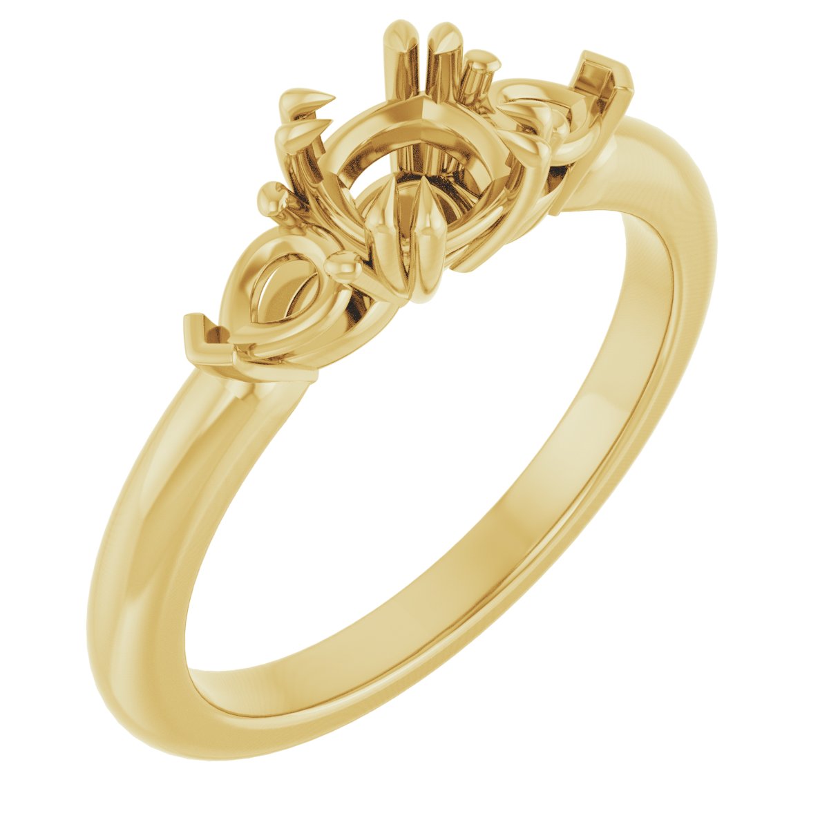 Double Claw-Prong Three-Stone Engagement Ring