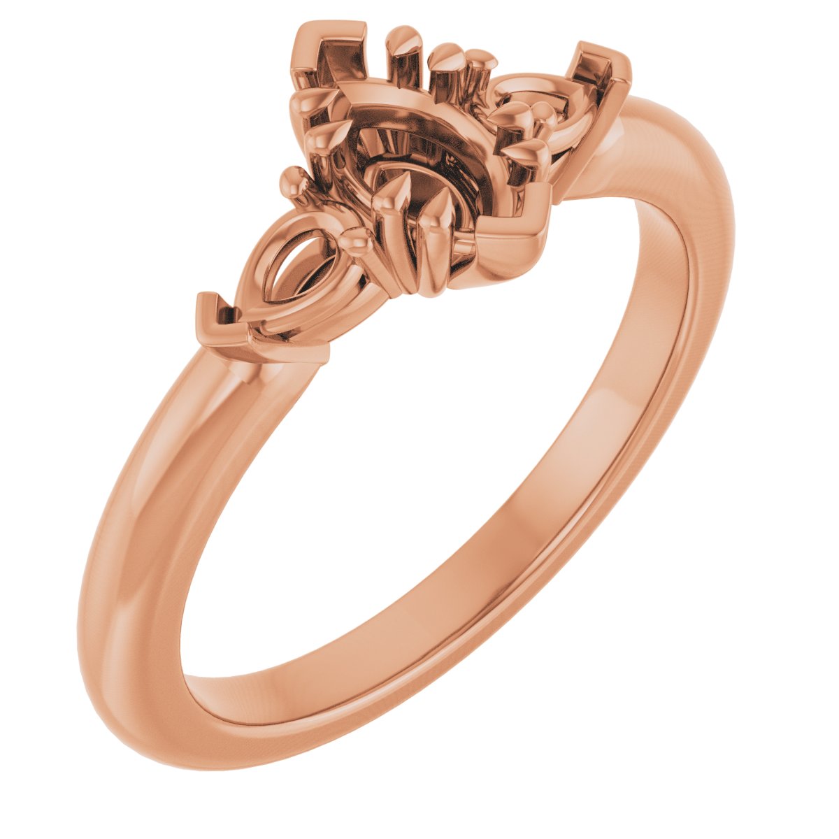Double Claw-Prong Three-Stone Engagement Ring