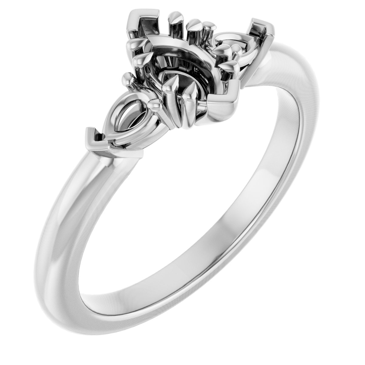 Double Claw-Prong Three-Stone Engagement Ring