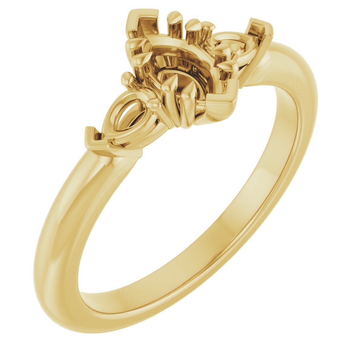 Double Claw-Prong Three-Stone Engagement Ring