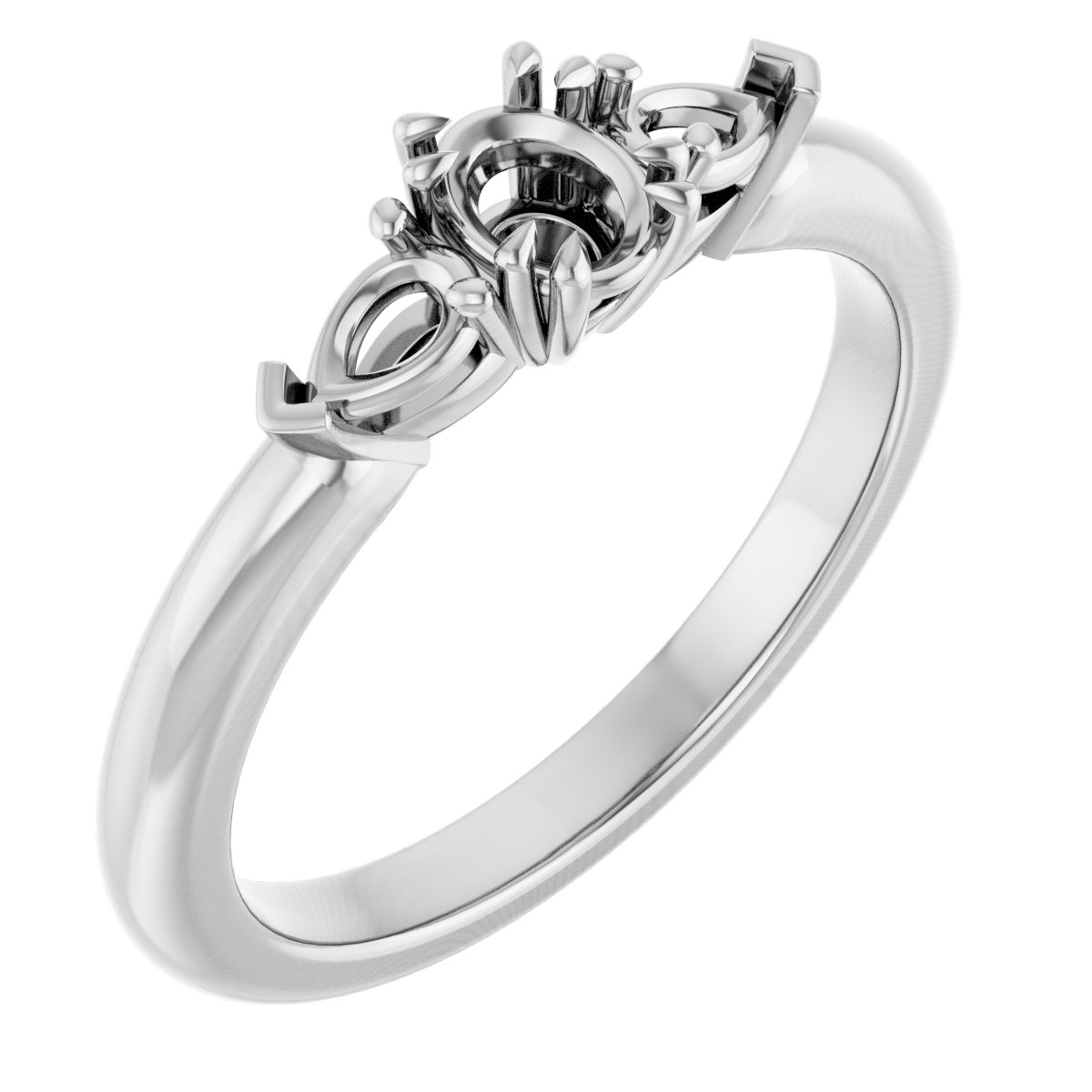 Double Claw-Prong Three-Stone Engagement Ring