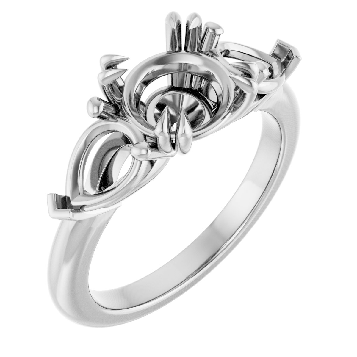 Double Claw-Prong Three-Stone Engagement Ring
