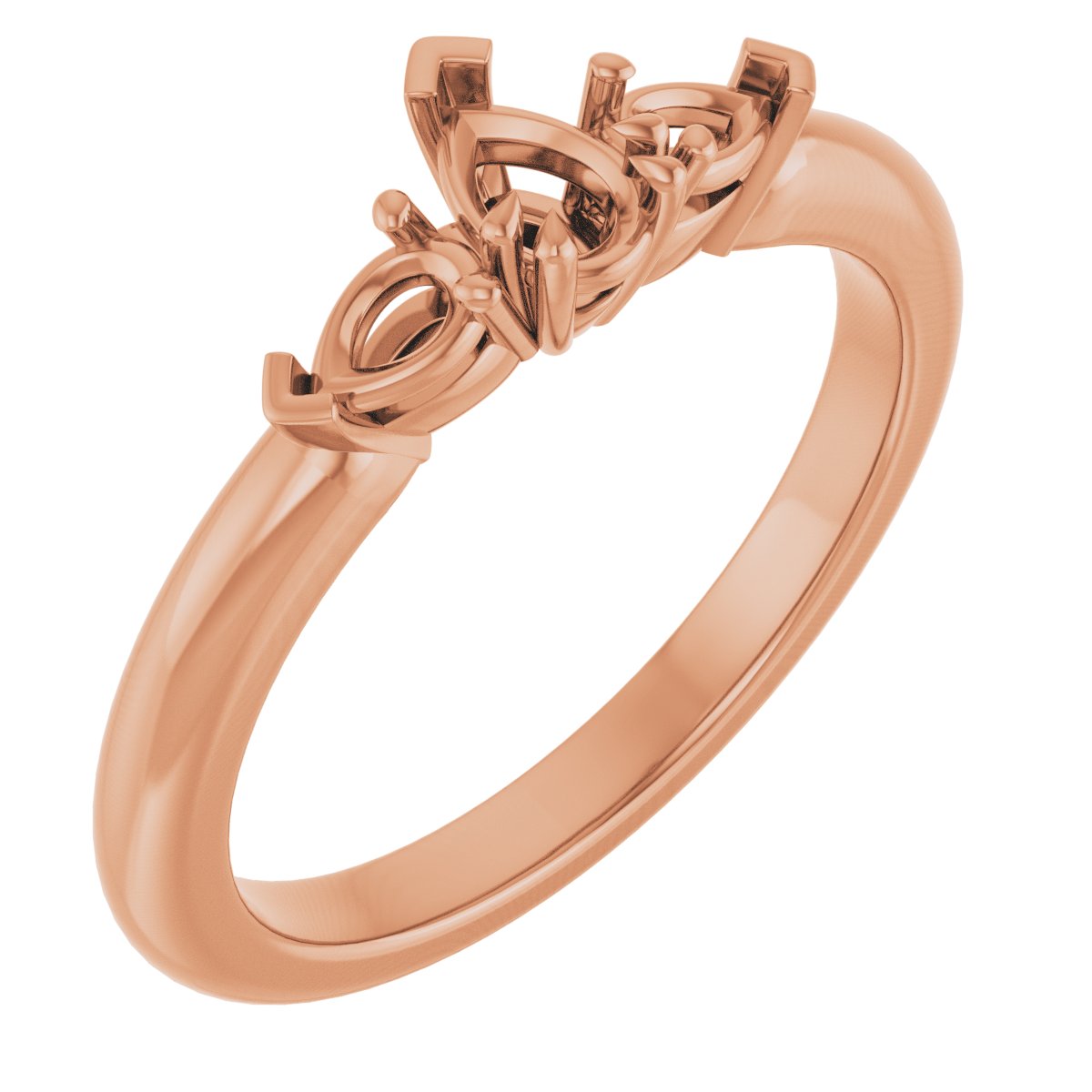 Double Claw-Prong Three-Stone Engagement Ring