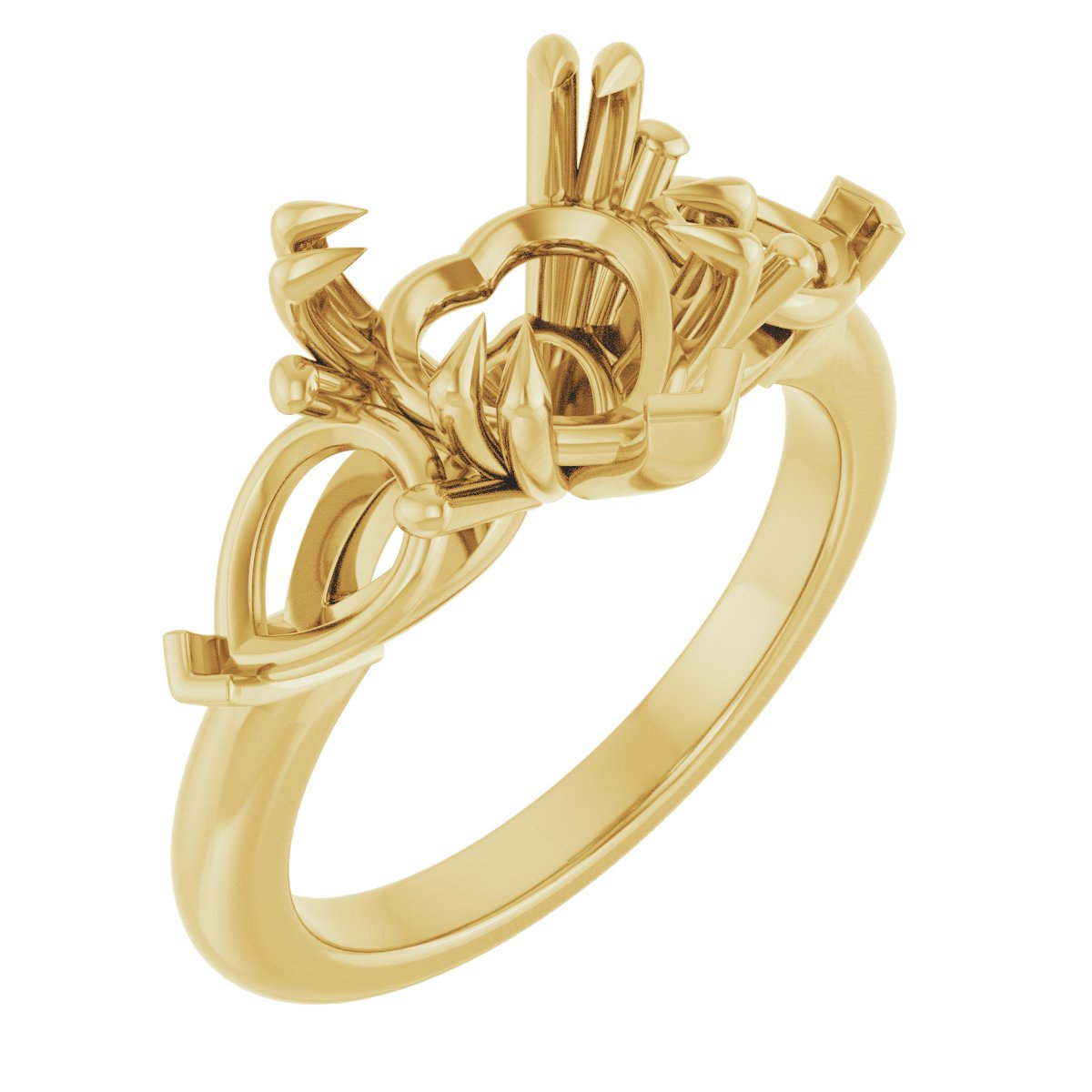 Double Claw-Prong Three-Stone Engagement Ring