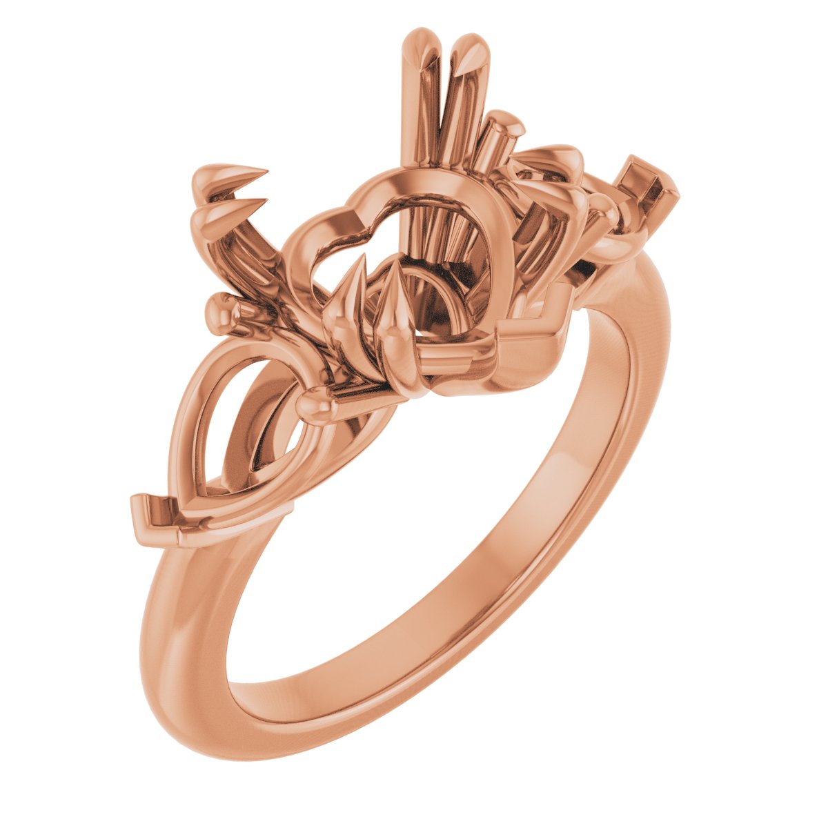 Double Claw-Prong Three-Stone Engagement Ring