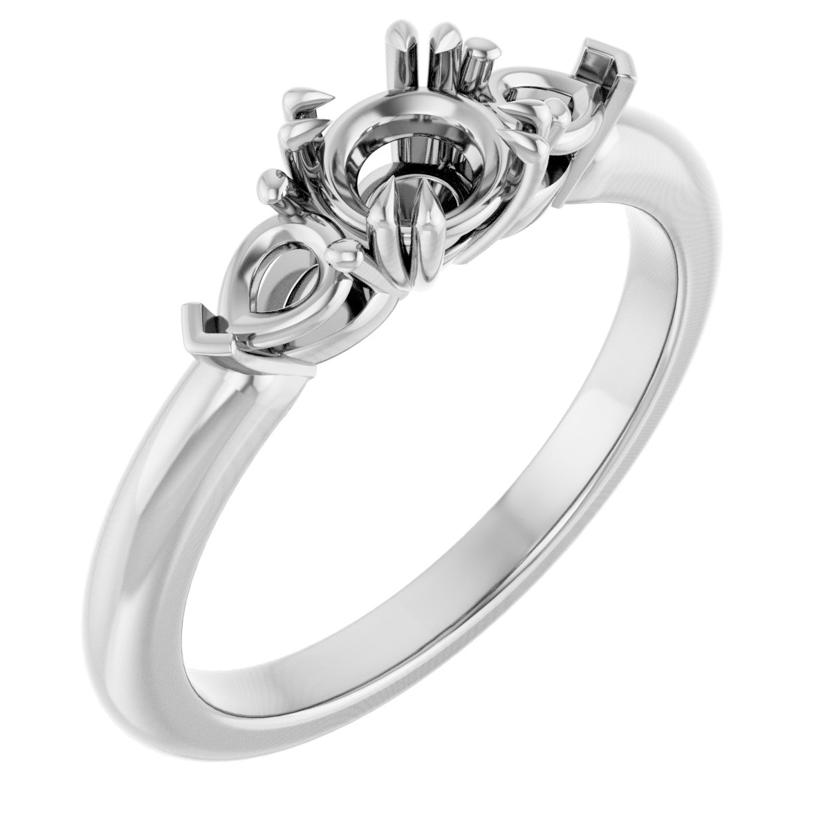Double Claw-Prong Three-Stone Engagement Ring