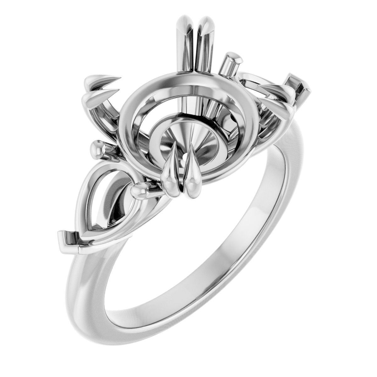 Double Claw-Prong Three-Stone Engagement Ring