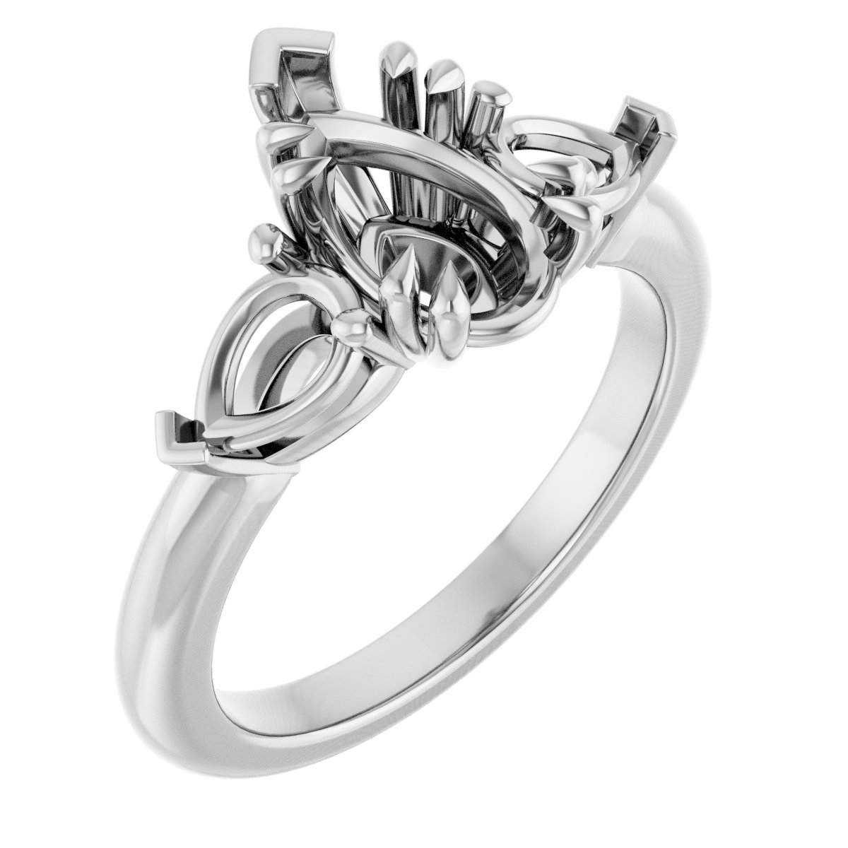 Double Claw-Prong Three-Stone Engagement Ring
