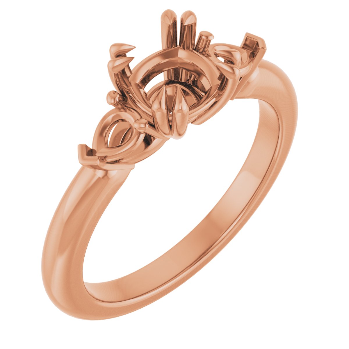 Double Claw-Prong Three-Stone Engagement Ring
