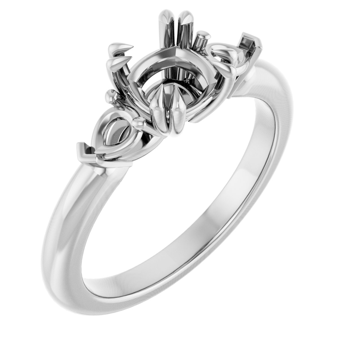 Double Claw-Prong Three-Stone Engagement Ring