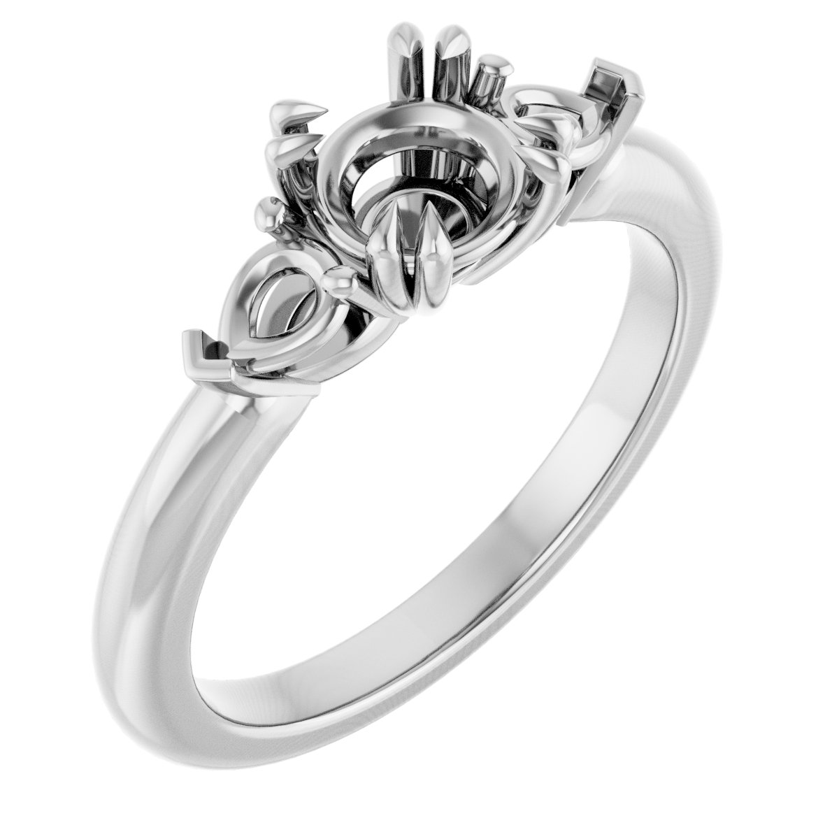 Double Claw-Prong Three-Stone Engagement Ring