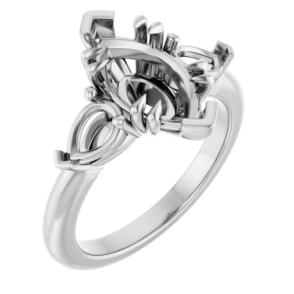 Double Claw-Prong Three-Stone Engagement Ring