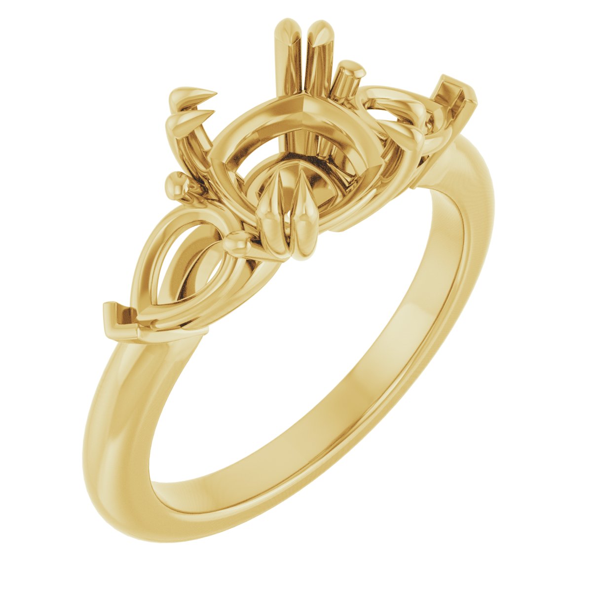 Double Claw-Prong Three-Stone Engagement Ring