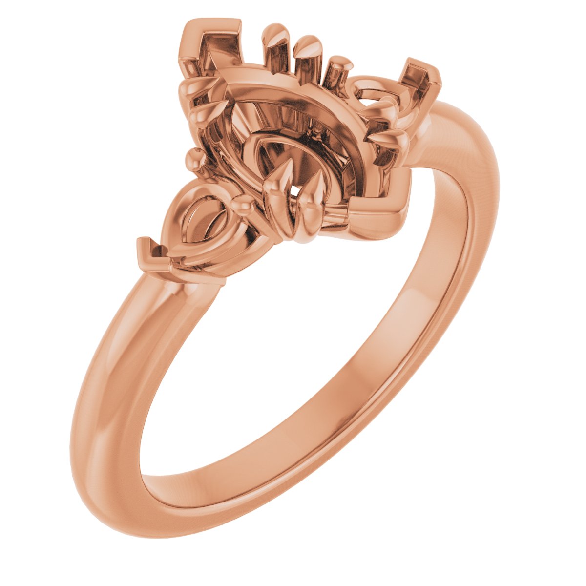 Double Claw-Prong Three-Stone Engagement Ring