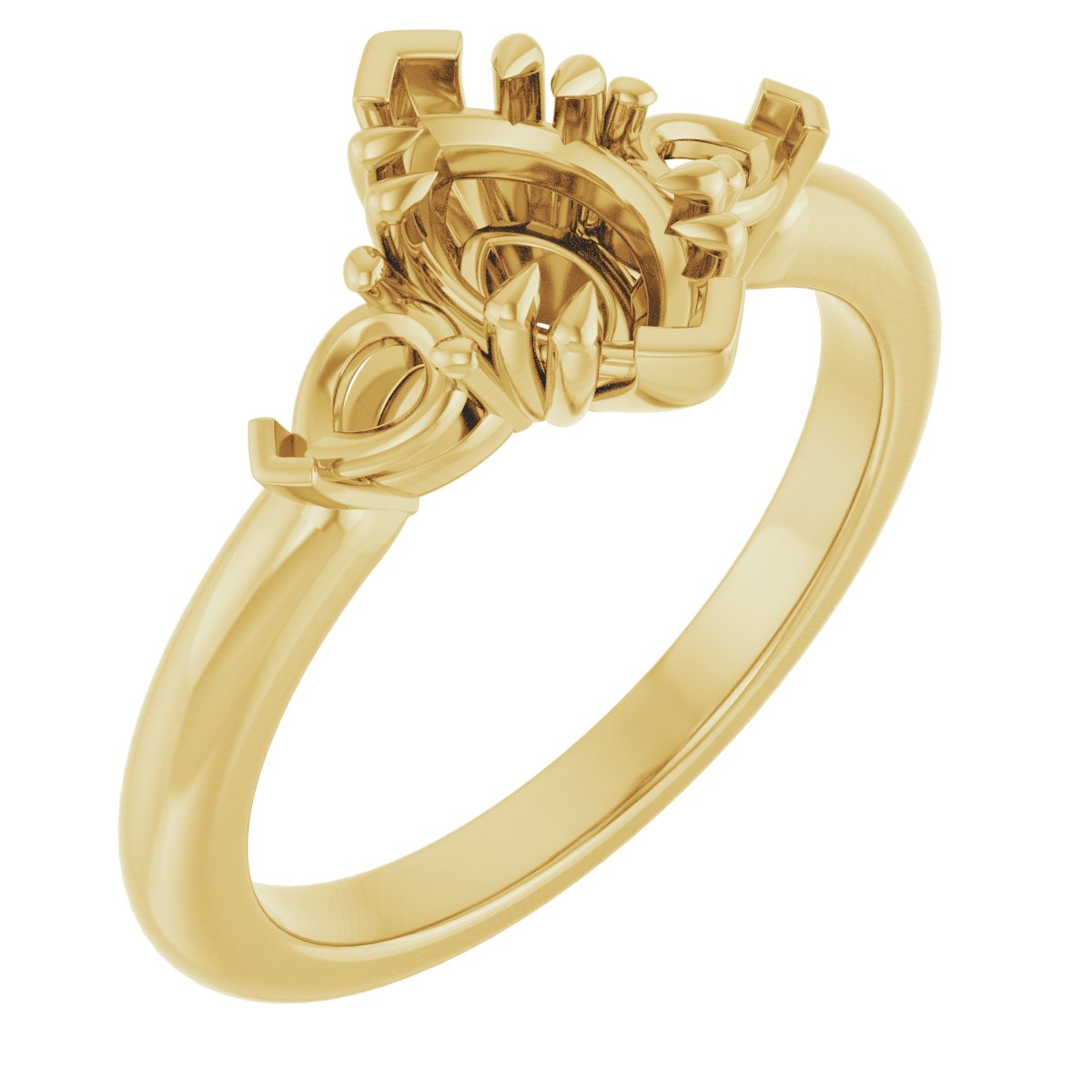 Double Claw-Prong Three-Stone Engagement Ring