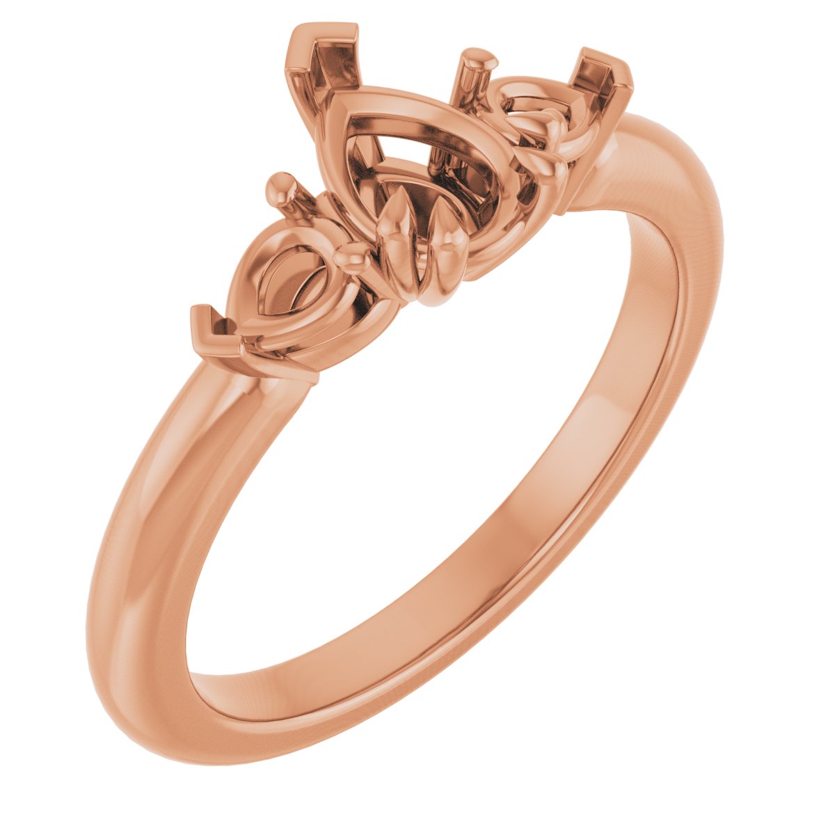 Double Claw-Prong Three-Stone Engagement Ring