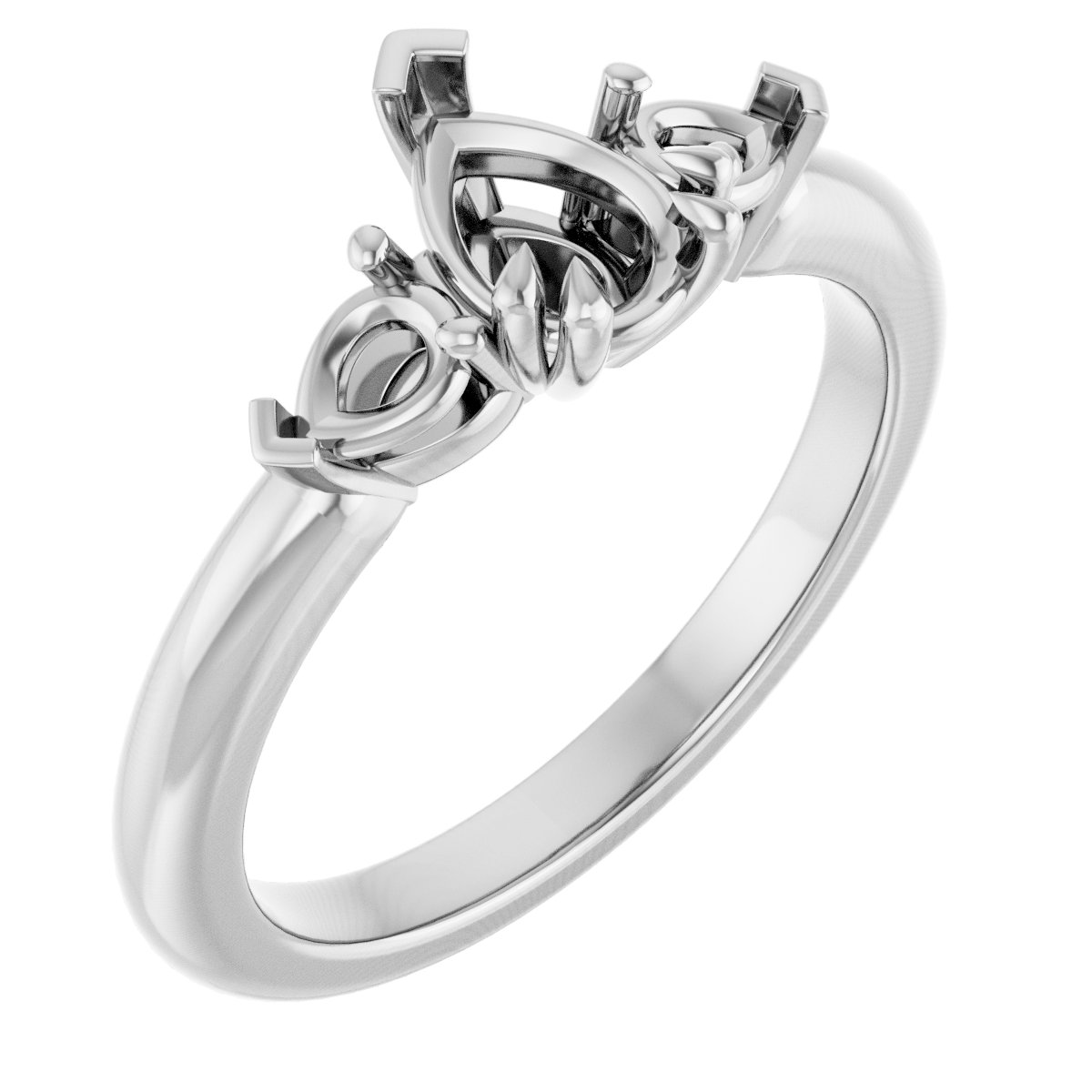 Double Claw-Prong Three-Stone Engagement Ring