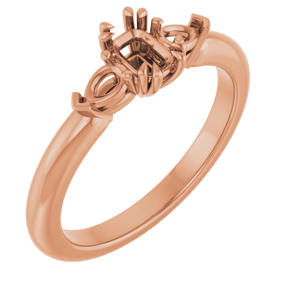 Double Claw-Prong Three-Stone Engagement Ring