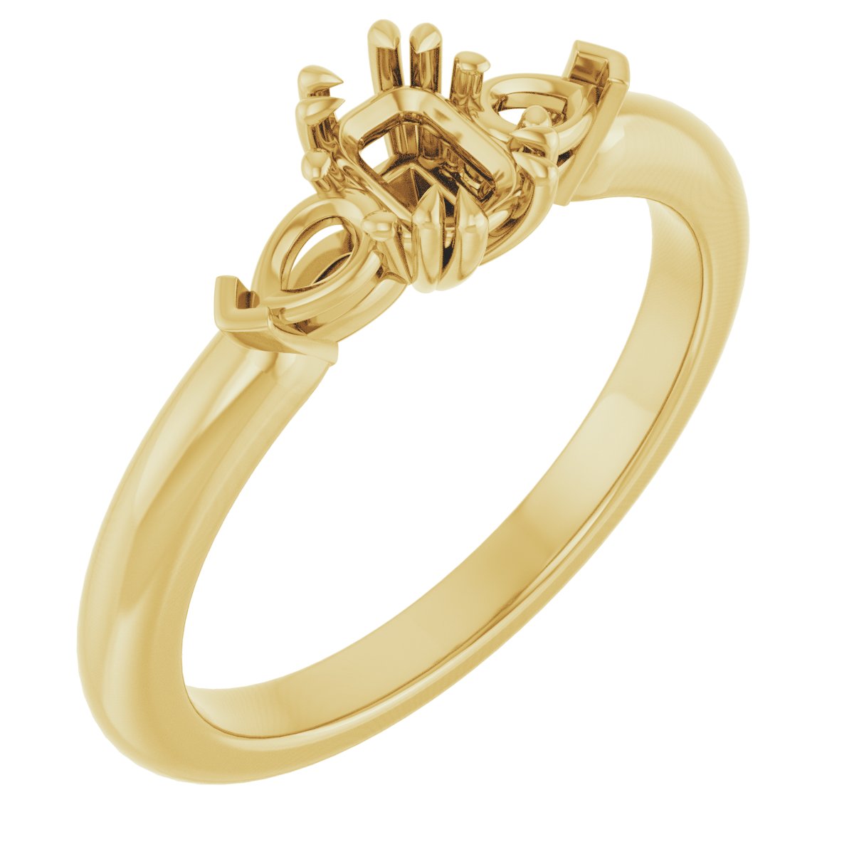 Double Claw-Prong Three-Stone Engagement Ring