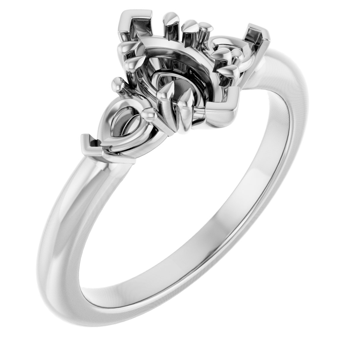 Double Claw-Prong Three-Stone Engagement Ring