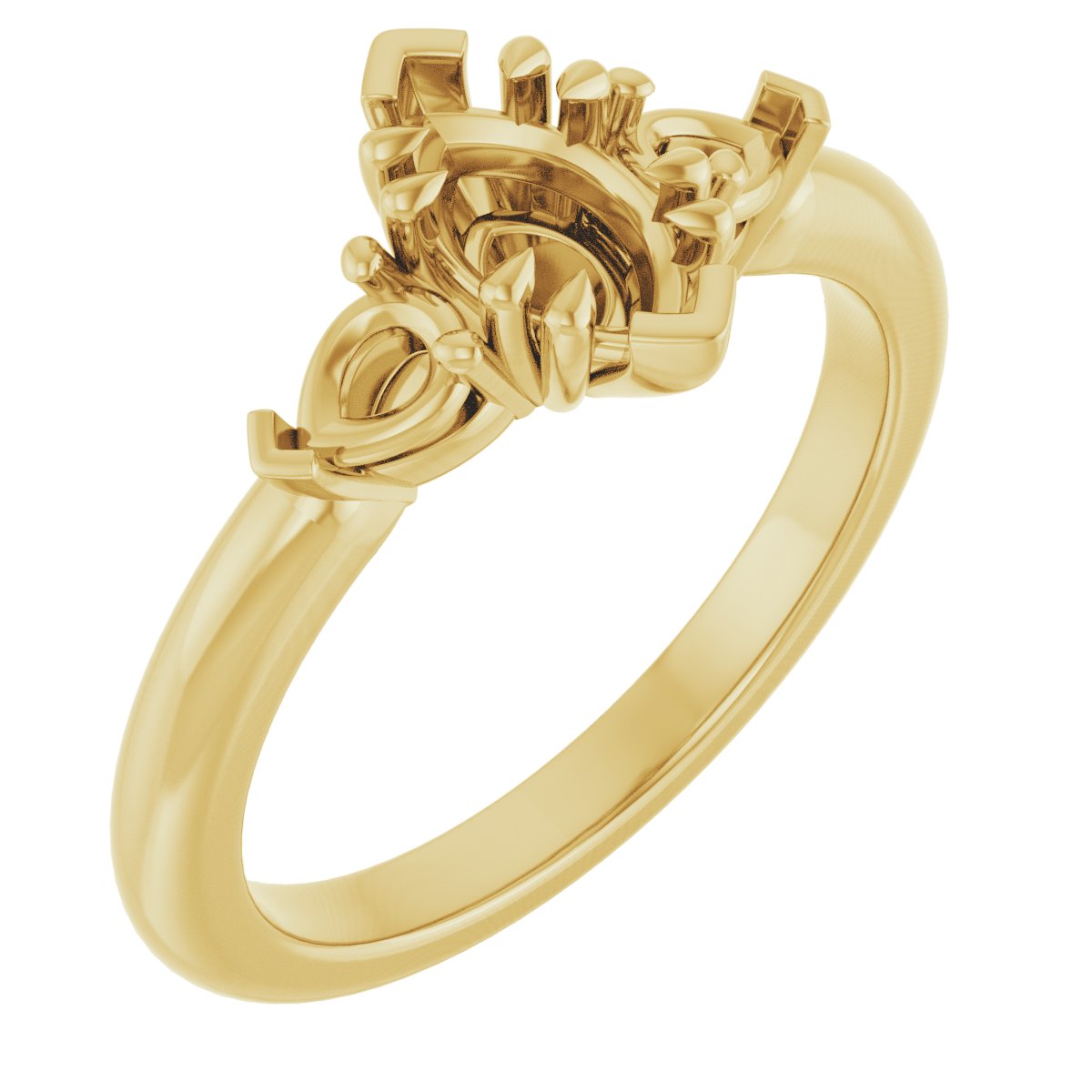 Double Claw-Prong Three-Stone Engagement Ring