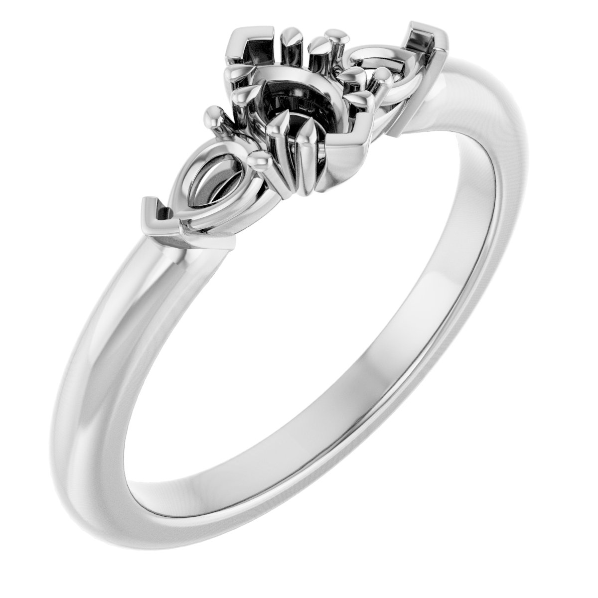 Double Claw-Prong Three-Stone Engagement Ring